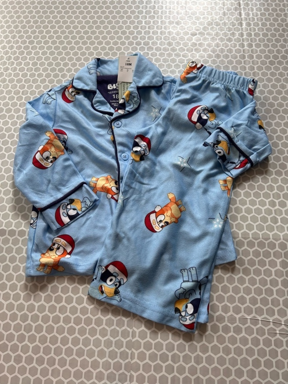 NWT Bluey  Blue Kids Pajama Set with Cartoon Character - 18M
